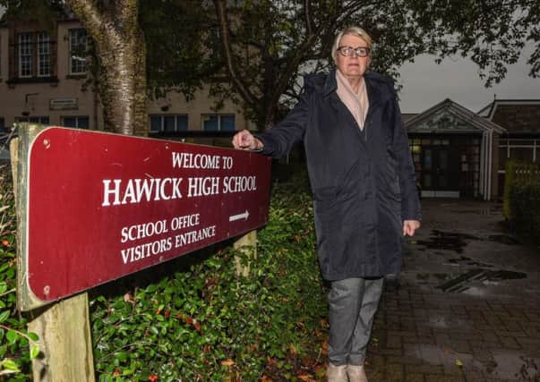 Hawick councillor Clair Ramage outside Hawick High School.