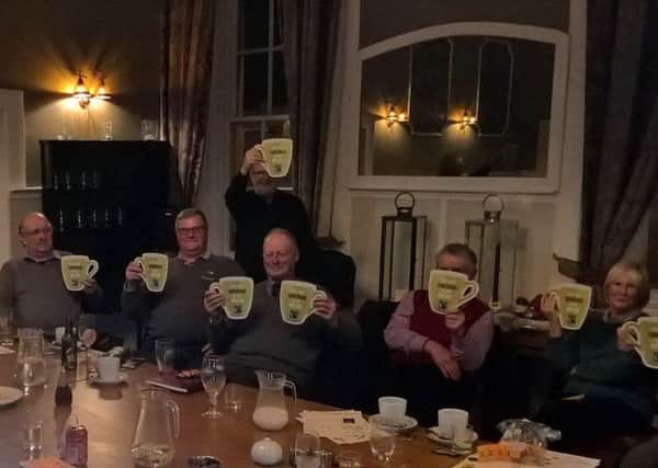 Melrose Rotarians raise a cup of tea in support of Fairtrade during Fairtrade Fortnight 2017.