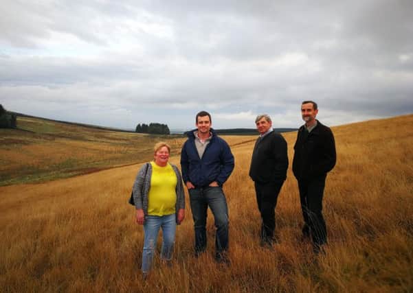 Project stakeholders at the site, from left, Eileen Walsh, North Bridge Street B&B; Duncan Taylor, Project Manager at EnergieKontor; William Rodger, Rodger (Builders) Ltd; Andy Maybury, Greener Hawick.
