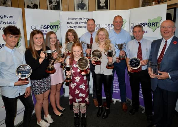 The group of award winners from the ClubSport Ettrick and Lauderdale ceremony in Galashiels (picture by Alwyn Johnston).