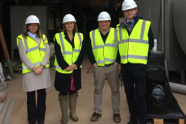 From left, Scotch Whisky Association head of public affairs Beatrice Morrice, Mrs Hamilton, whisky firm boss John Fordyce and Mr Lamont at the Borders Distillery in Hawick.