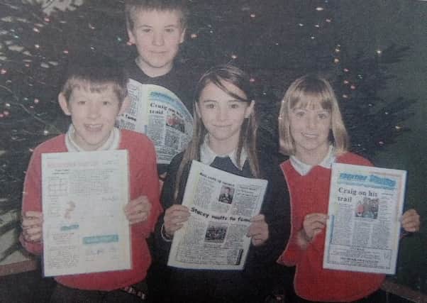 Edenside Primary pupils with the first Edenside Extravaganza newspaper in 2007.