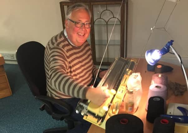 Mark Timmins, a founder of the Creative Coathanger project  run as a not-for-profit organisation, continues his task of knitting the longest scarf in Galashiels (maybe the Borders), aiming to get it to stretch around the town