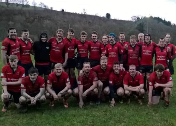The Langholm squad which enjoyed a crushing 60-0 victory.