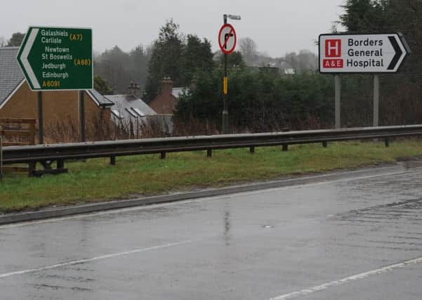 The Melrose bypass junction leading to the Borders General Hospital