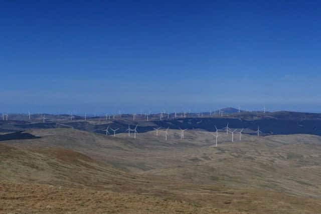 What the 14-turbine Whitelaw Brae wind farm, front right, dwarfed by the 152-turbine Clyde wind farm behind it, would look like.