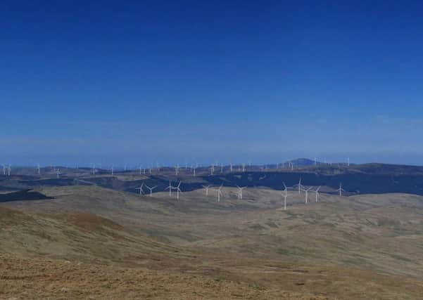 What the 14-turbine Whitelaw Brae wind farm, front right, dwarfed by the 152-turbine Clyde wind farm behind it, would look like.