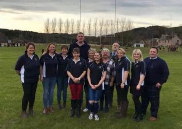 Doddie Weir with supporters at Earlston Rugby Club.