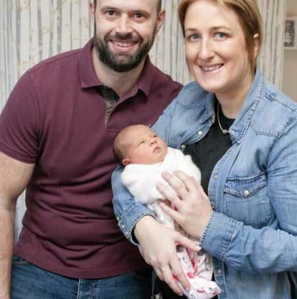 Jedburgh's Scott and Kirsty Macdonald with daughter Thea Margaret, who was the first baby to be born in the Borders on Christmas Day