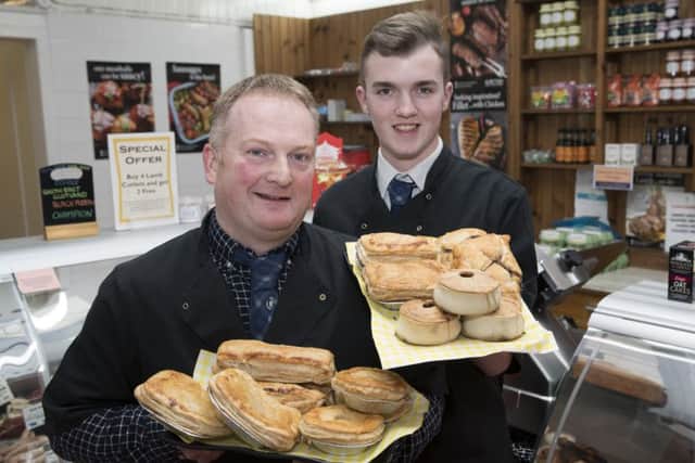 James Pringle, left, and Kyle Johnstone at Hawick butcher's Robert Pringle.
