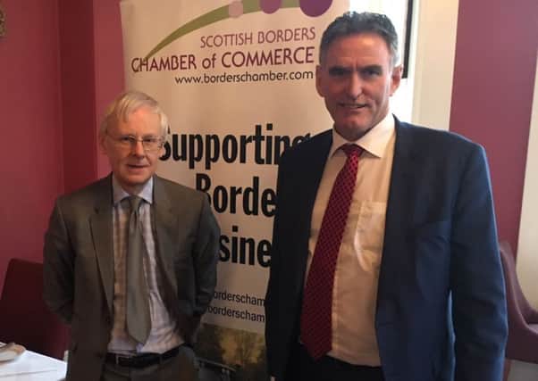 Royal Bank of Scotland chief executive Ross McEwan in Peebles with Scottish Borders Chamber of Commerce vice-chairman Bruce Simpson.