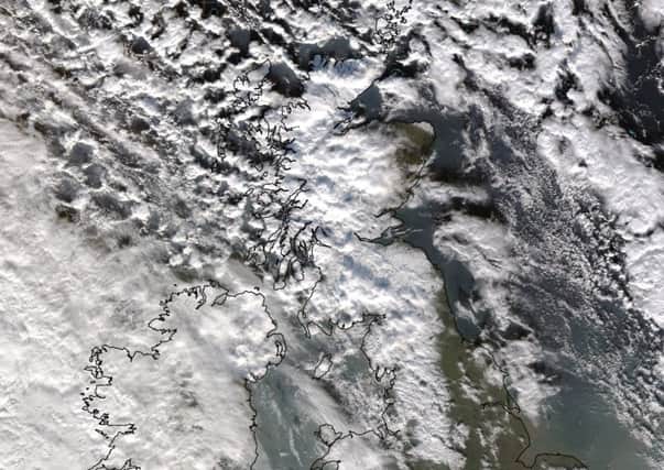 Satellite image showing snow-covered Scotland. Pic: University of Dundee