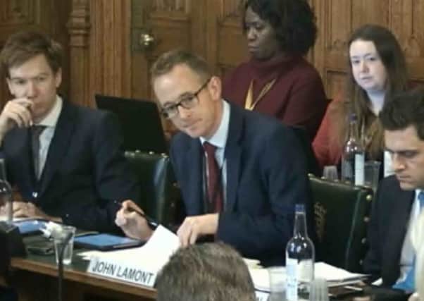 Borders MP John Lamont speaking at this week's Scottish affairs committee inquiry into impending RBS branch closures.