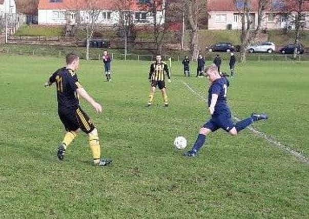 Stow's small squad, in the stripes, found the going too much against Bonnyrigg Rose, despite being two goals up.