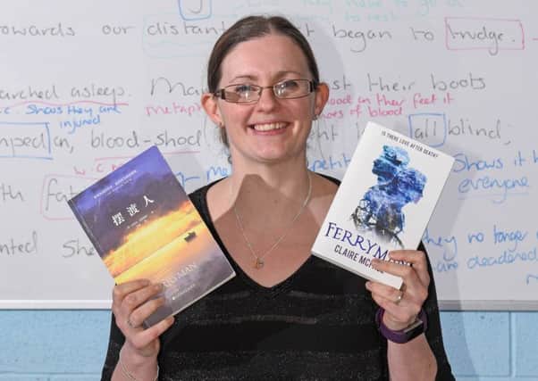 Borders author Claire McFall, alias Claire Bowles, seen here in her English classroom at Peebles High School.