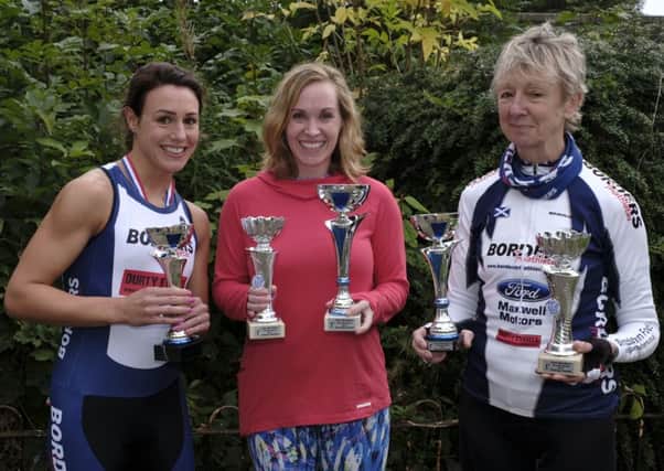 The trophy-winning ladies from last year's Borders Triathlon series (picture by Rob Gray).