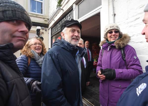 Labour leader Jeremy Corbyn visiting Selkirk in the Scottish Borders today.
