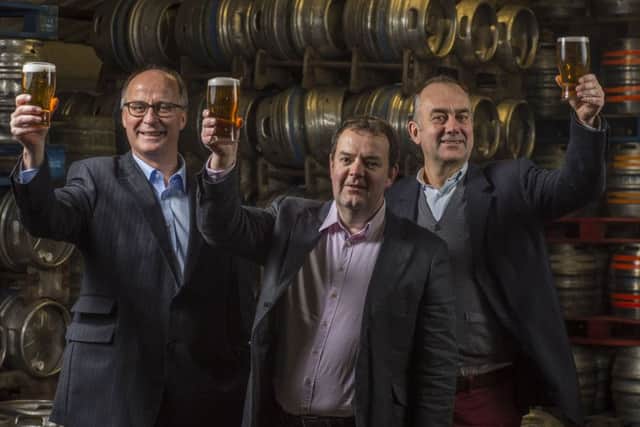 Broughton Ales bosses, from left, John Hunt, David McGowan and Steve McCarney.
