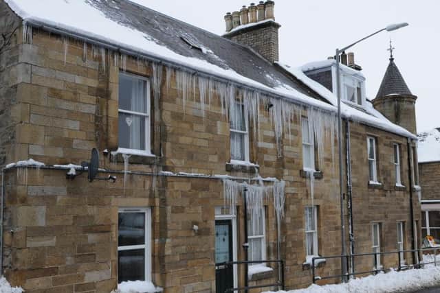 Icicles hanging from a house in Selkirk's Yarrow Terrace.