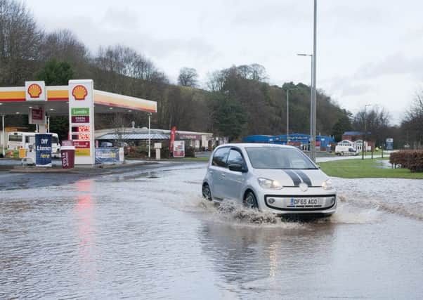 Flooding on the A68 at Jedburgh last month.