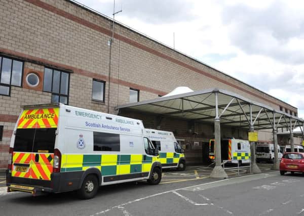 Scottish Ambulance Service vehicle outside the Border General Hospital in The Scottish Borders.