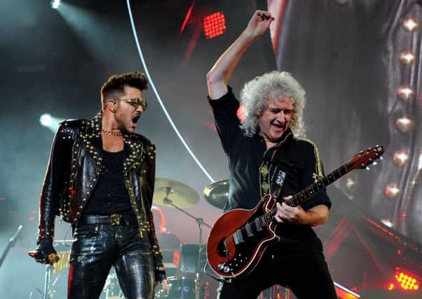 Queen's Adam Lambert and Brian May at Glasgow's SSE Hydro in 2015. Photo: Lisa Ferguson.