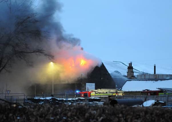 Yesterday's fire at the old Heather Mills site in Riverside Road, Selkirk.