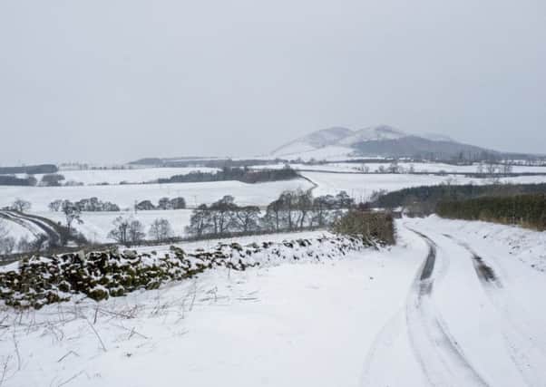 Snow on the Eildon Hills.