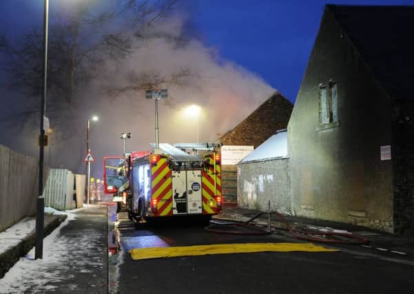 A fire at the old Heather Mills site in Riverside Road, Selkirk.