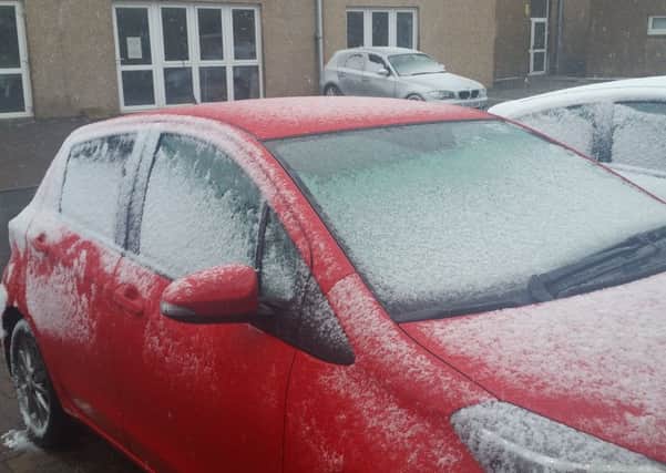 There has been snow in the central Borders today and drivers are being warned to be aware of the road conditions.