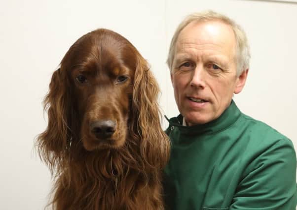 Kelso vet Robert Young with his red setter, Max