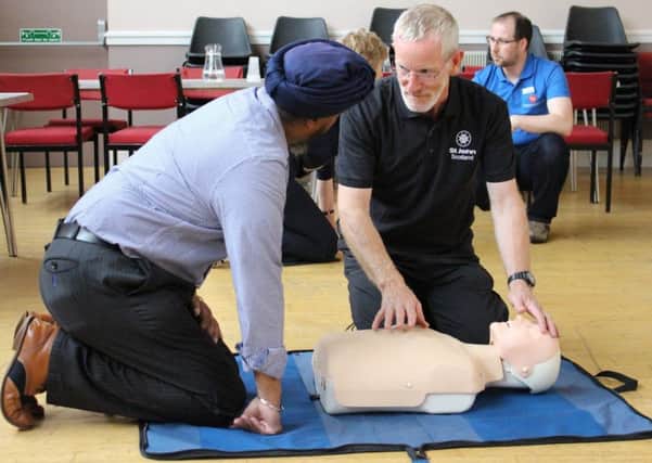 One of the organisations supporting the campaign is St John Scotland, which also provides CPR training to groups across the country. Volunteer Andrew Robertson is pictured delivering a training session.