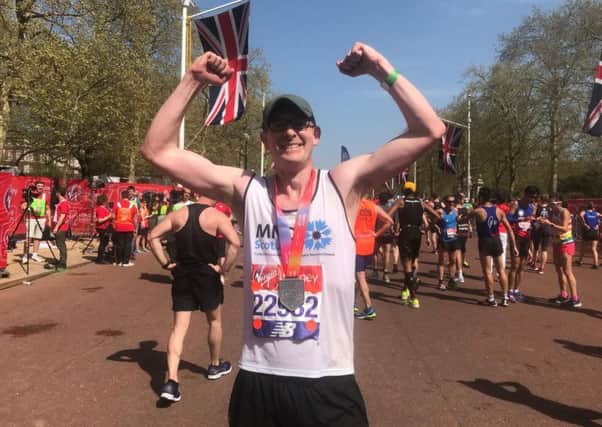 Borders MP John Lamont after completing the 2018 London Marathon.