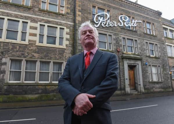 Councillor Davie Paterson outside the old Peter Scott knitwear factory in Hawick.