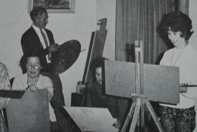 Longest serving member...Lena Scott at the easel, aged 15, in 1959. She is currently the club's treasurer and is still very active, even though she is now aged 76!