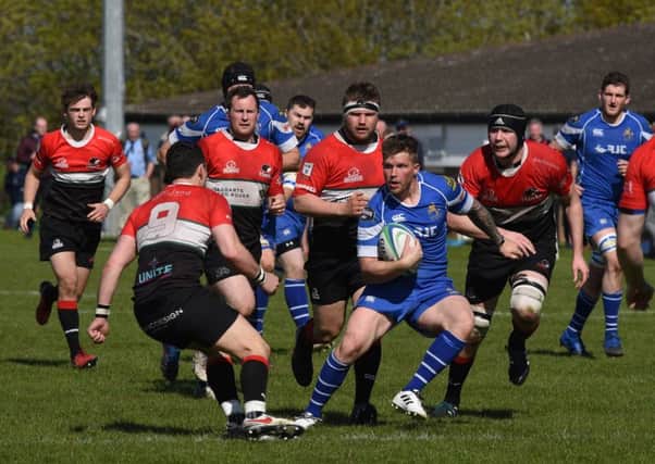 Sean Goodfellow tries to break through for Jed-Forest against Glasgow Hawks (picture by Stuart Cobley).