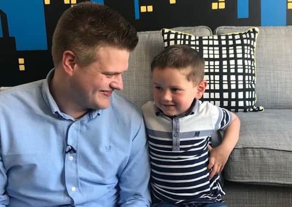 Anthony Lenton, 26, of Galashiels, with Finn Mackin, four, the Stonehaven boy he gave the gift of life to in the form of a bone marrow donation.