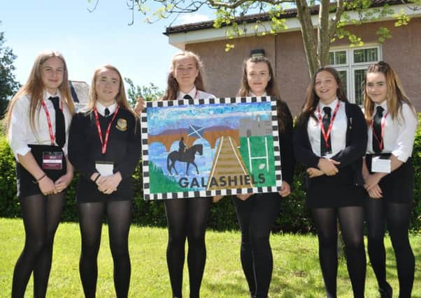 Galashiels Academy pupils Katie Loughran, Llana Millar, Rowan Wymss, Amy Montgomery, Layla Whitson and Erin Stoddart with their tapestry welcome panel entry.