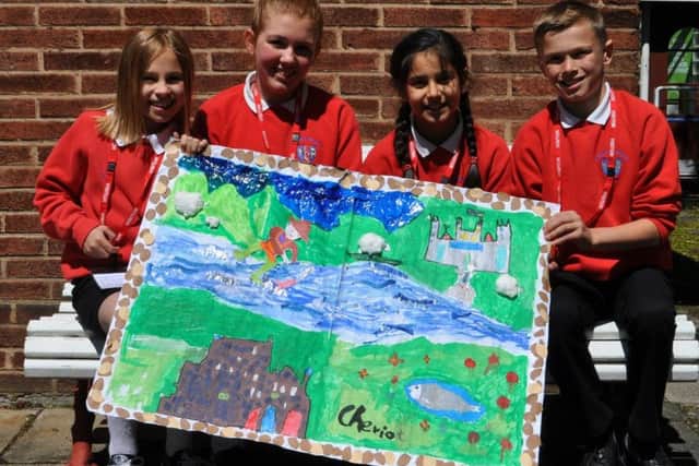 Edenside Primary pupils Chloe Patterson, Niamh Bennett, Emily Carsane and Callum Woodcock with their entry.