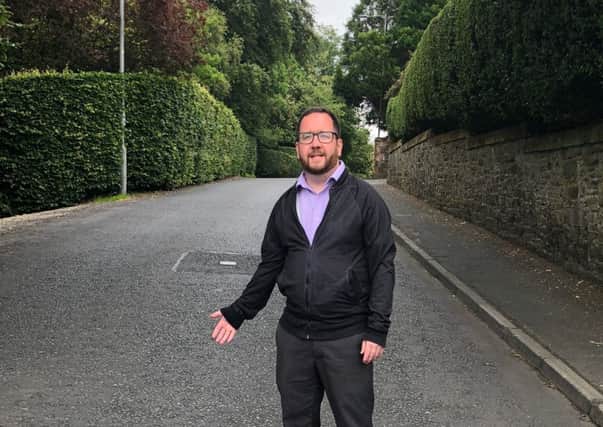 Galashiels and district councillor Euan Jardine on Windyknowe Road in Galashiels, for which he successfully campaigned for signs which is hoped to slow traffic down.