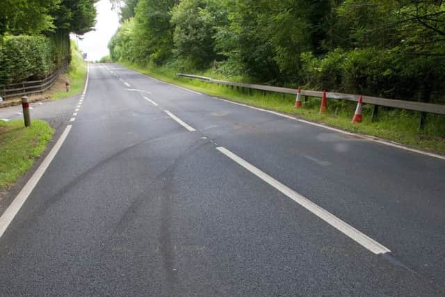 Looking southbound from the scene of the crash on the A68.