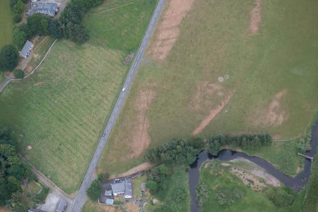 The outline of a Roman temporary camp found at Lyne.