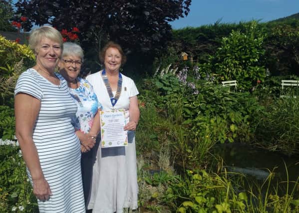 Eileen Magee, Vi Romanis and Pamela Douglas in Pamela's garden in Ettrickhaugh Road