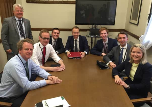 Borders MP John Lamont, third from left, and other Scottish Conservative MPs meeting Matt Hancock, centre, then UK Government minister for digital and culture, in July 2017 to discuss broadband coverage issues.