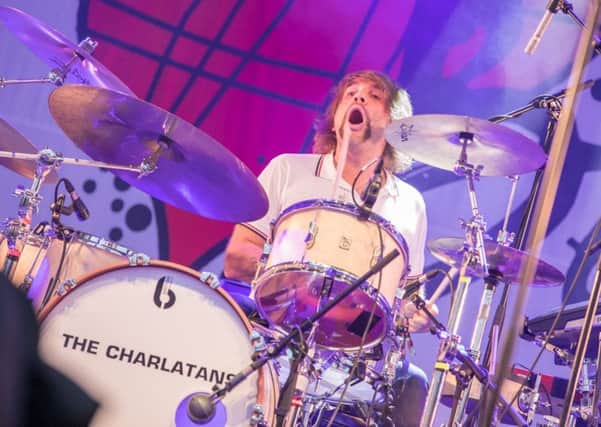 Frightened Rabbit drummer Grant Hutchison on stage with the Charlatans. Photo: Paul Campbell.