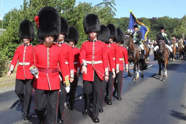 Coldstream Guards fall out at the border.