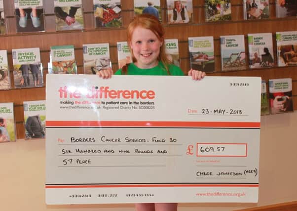 Chloe Jamieson, from Kelso, who raised Â£609.57 for the Borders Macmillan Centre