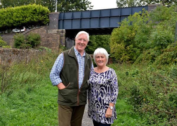 Robin Deas and Marion Short by the old railway line in Hawick.
