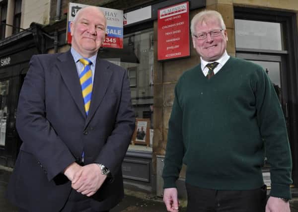 Councillors Watson McAteer and, right, Stuart Marshall in Hawick High Street.
