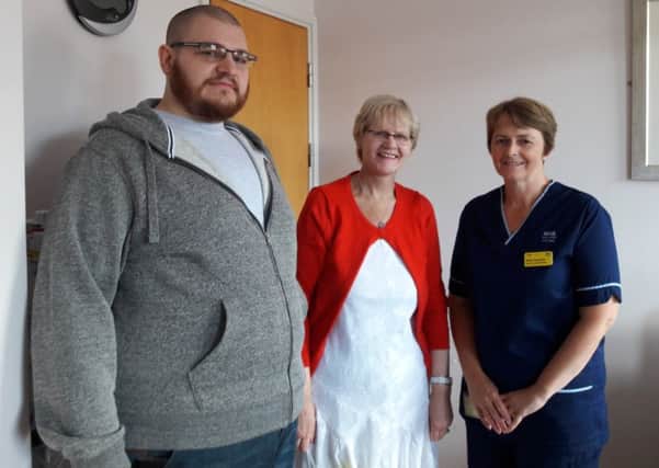 David and his mum Sonya Szatylowicz with senior charge midwife Nicky Gammie at the Borders General Hospital's labour ward.